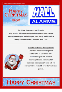 Happy Christmas from all at Hall Alarms Ltd 2024
